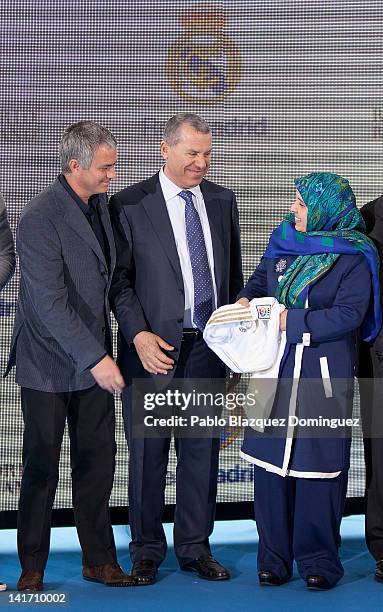 Real Madrid coach Jose Mourinho, Representative of the government of the United Arab Emirates Ras Al Khaimah, Khater Massaad and United Arab Emirates...