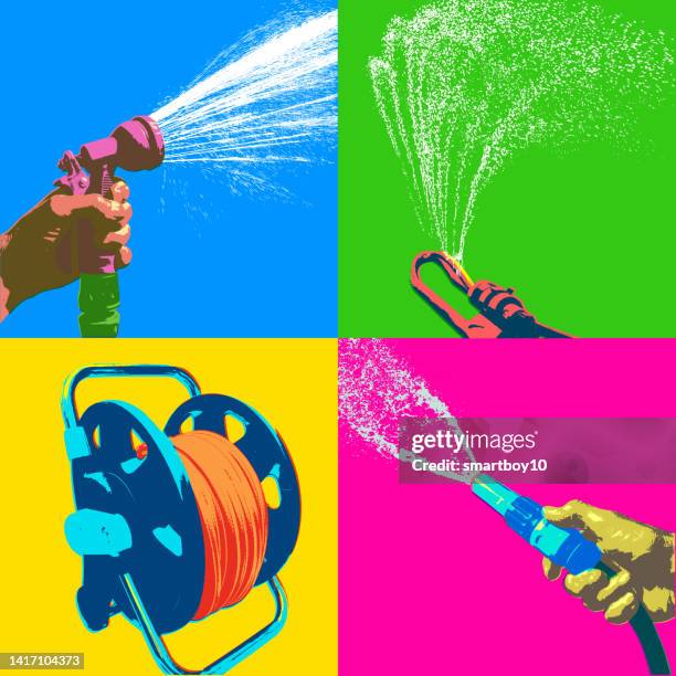 hosepipe ban - sprinkler stock illustrations
