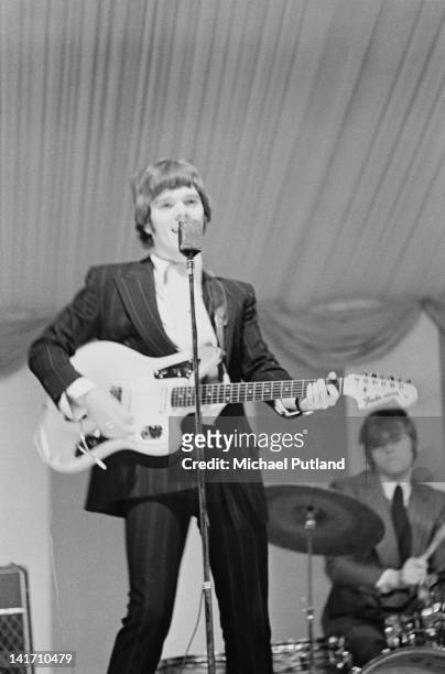 Roy Wood and Bev Bevan performing with The Move at the Windsor National Jazz and Blues Festival, UK, 30th July 1966. Wood is playing a Fender Jaguar...