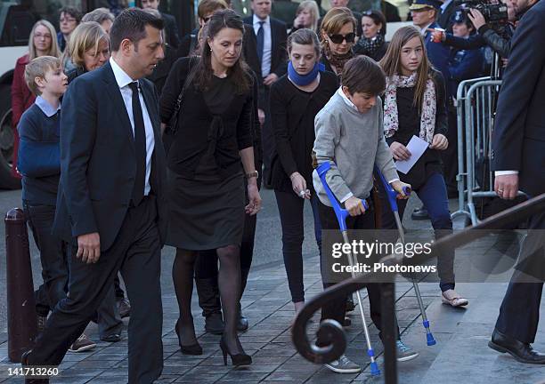 Relatives and friends of the victims attend the funeral ceremony at Saint Peters Church for the seven children from St Lambertius d' Heverlee School...