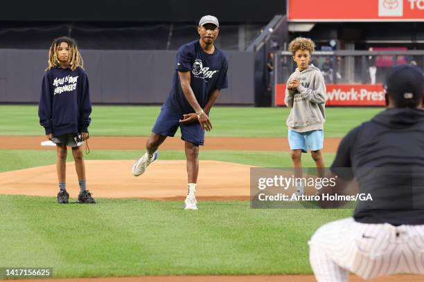 Pharrell Williams, Rocket Ayer Williams and the Billionaire Boys Club celebrate the New York Yankees Special Edition Capsule Collection by throwing...