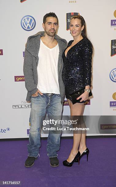 Anna-Maria Lagerblom and Bushido arrive for the Echo Awards 2012 at Palais am Funkturm on March 22, 2012 in Berlin, Germany.