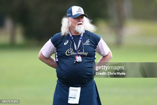 Assistant coach Laurie Fisher during an Australia Wallabies training session at Sanctuary Cove on August 23, 2022 in Gold Coast, Australia.