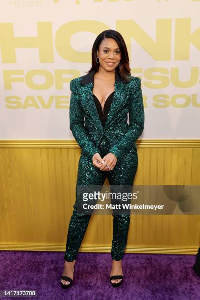 Regina Hall attends the Los Angeles Premiere of Focus Features' "Honk For Jesus. Save Your Soul." at Regal LA Live on August 22, 2022 in Los Angeles,...