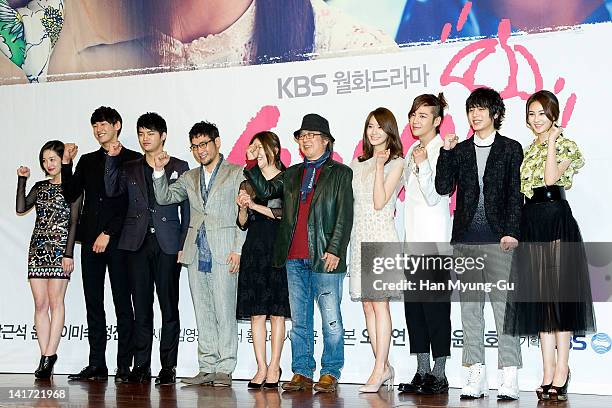 South Korean actors Hwang Bo-Ra and Kim Young-Kwang and Seo In-Guk and Jung Jin-Young and Lee Mi-Sook and producer Yoon Suk-Ho and Yoona of K-Pop...