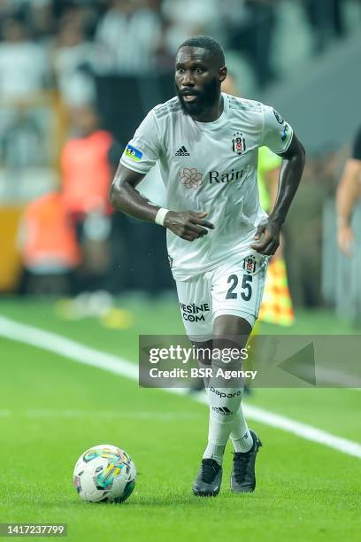 Arthur Masuaku of Besiktas during the Turkish Super Lig match between Besiktas and Fatih Karagumruk at Stadion Vodafone Park on August 21, 2022 in...