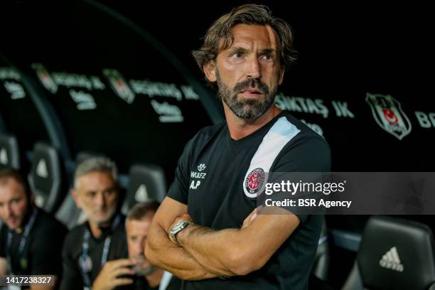 Head-coach Andrea Pirlo of Karagumruk during the Turkish Super Lig match between Besiktas and Fatih Karagumruk at Stadion Vodafone Park on August 21,...