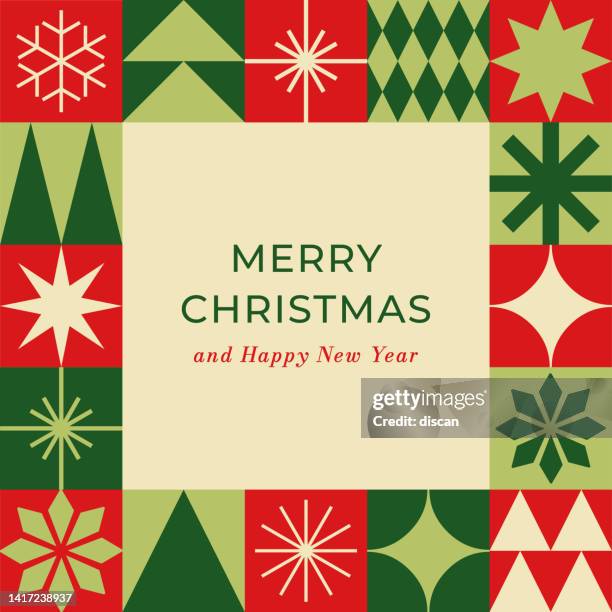 christmas card with geometric decoration. - christmas border stock illustrations
