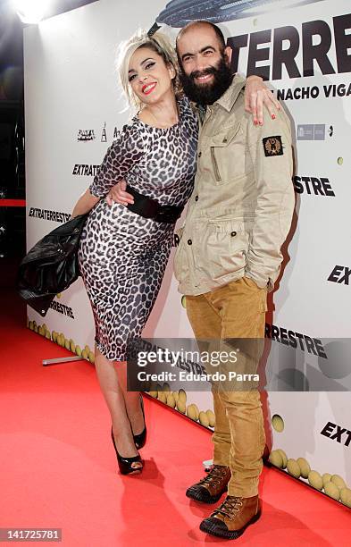 Silvia Superstar and Carlos Diez attend 'Extraterrestre' premiere photocall at Gran Via cinema on March 22, 2012 in Madrid, Spain.