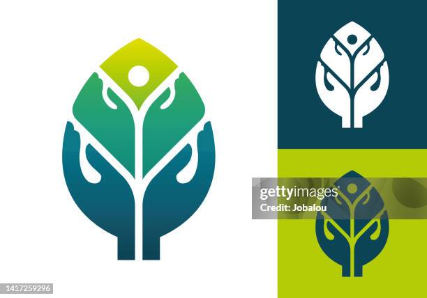 green ecology and environment conservation symbol - leaf logo stock illustrations