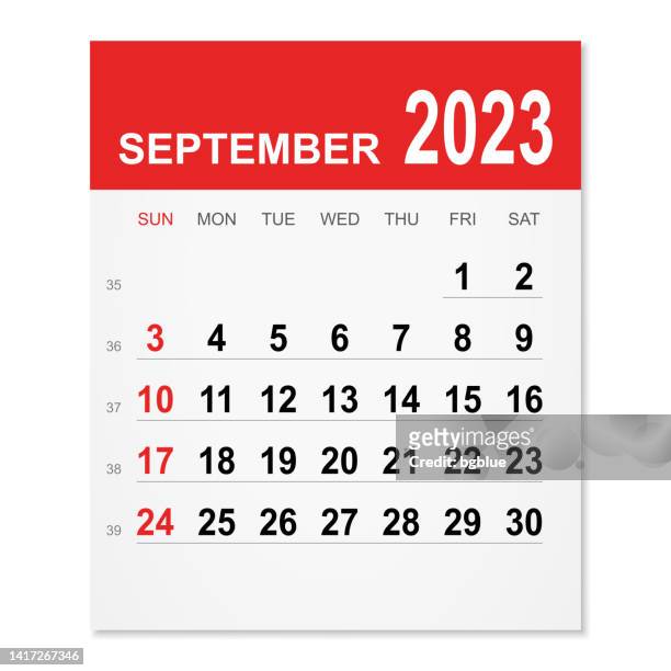 ilustraciones, imágenes clip art, dibujos animados e iconos de stock de calendario septiembre 2023 - september