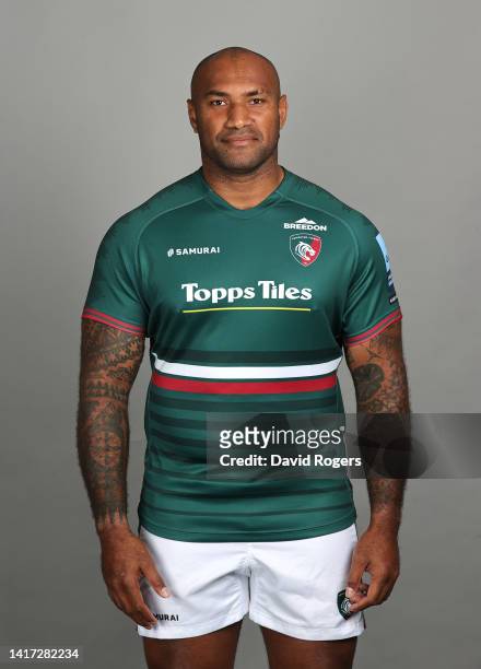 Nemani Nadolo of Leicester Tigers poses for a portrait during the squad photocall for the 2022-2023 Gallagher Premiership Rugby season at Oval Park...