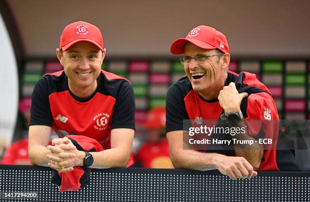 Gary Kirsten, Head Coach of Welsh Fire Men looks on during The Hundred match between Welsh Fire Men and Southern Brave Men at Sophia Gardens on...