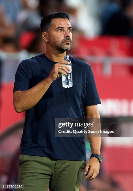 Miguel Angel Sanchez 'Michel', Manager of Girona FC looks on during the LaLiga Santander match between Girona FC and Getafe CF at Montilivi Stadium...