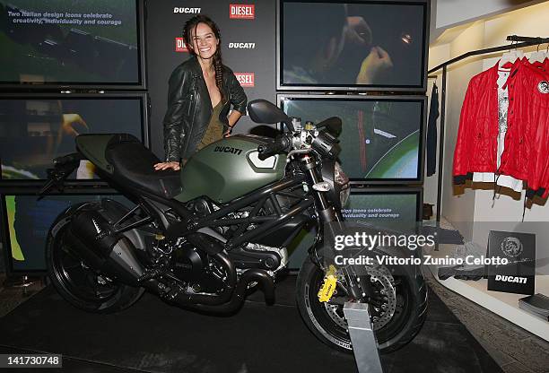 Actress Katy Saunders attends the 'Diesel Together With Ducati' cocktail party on March 22, 2012 in Rome, Italy.