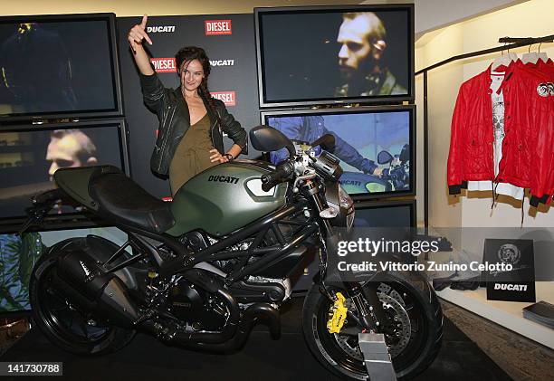 Actress Katy Saunders attends the 'Diesel Together With Ducati' cocktail party on March 22, 2012 in Rome, Italy.