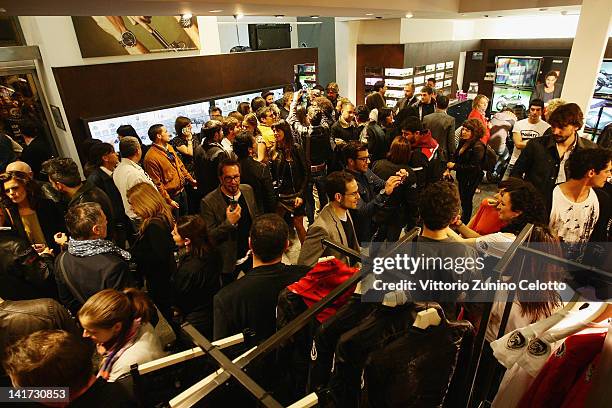 Atmosphere during the 'Diesel Together With Ducati' cocktail party on March 22, 2012 in Rome, Italy.