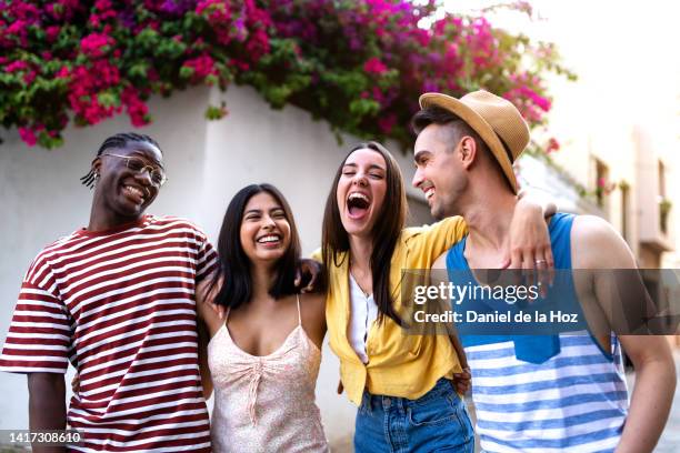 diverse group of friends laughing and having fun during vacation trip. - barcelona free stock-fotos und bilder
