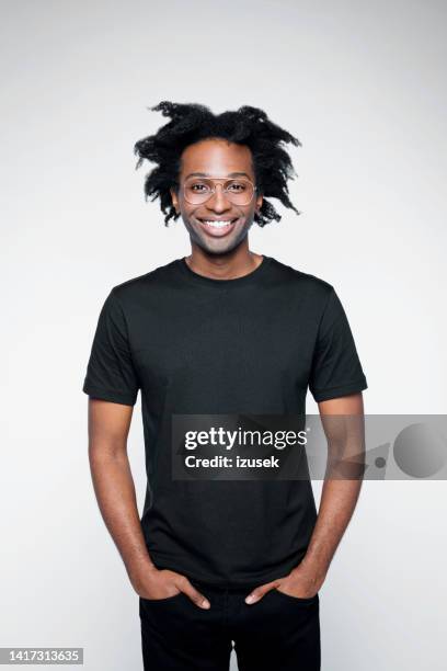 portrait of handsome man in black outfit - t shirt only stock pictures, royalty-free photos & images