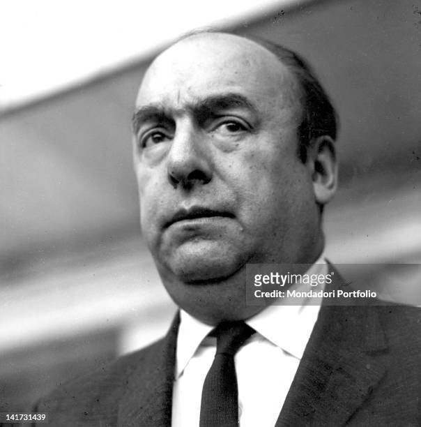 Portrait of the Chilean poet, Nobel Prize in Literature, Pablo Neruda. 1963