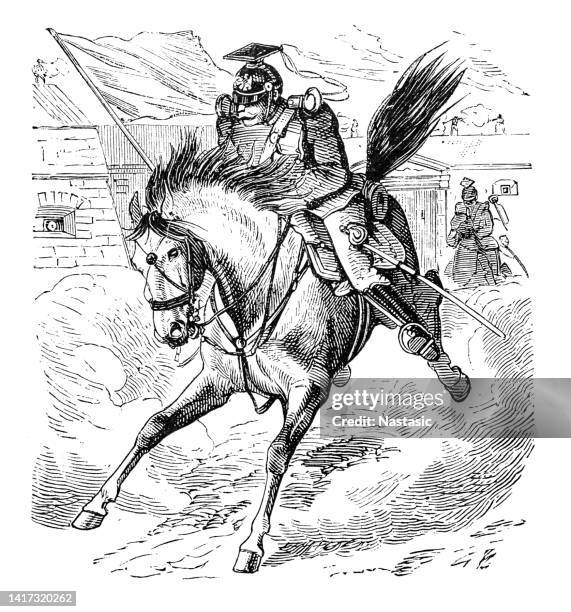 stockillustraties, clipart, cartoons en iconen met an officer on a horse - crown prince frederick william of prussia