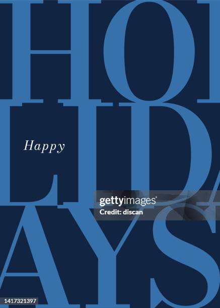 illustrations, cliparts, dessins animés et icônes de carte géométrique happy holidays avec salutations typographiques. - fun relax