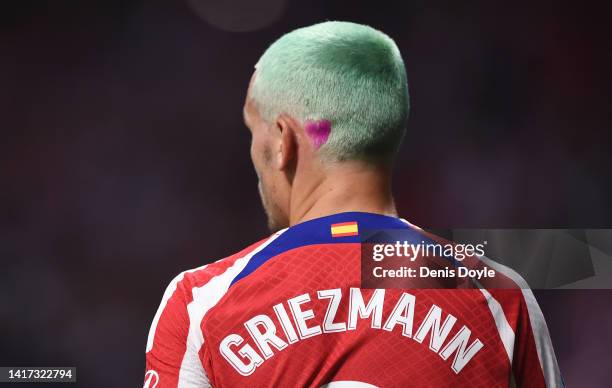 Antoine Griezmann of Atletico de Madrid looks on during the LaLiga Santander match between Atletico de Madrid and Villarreal CF at Civitas...