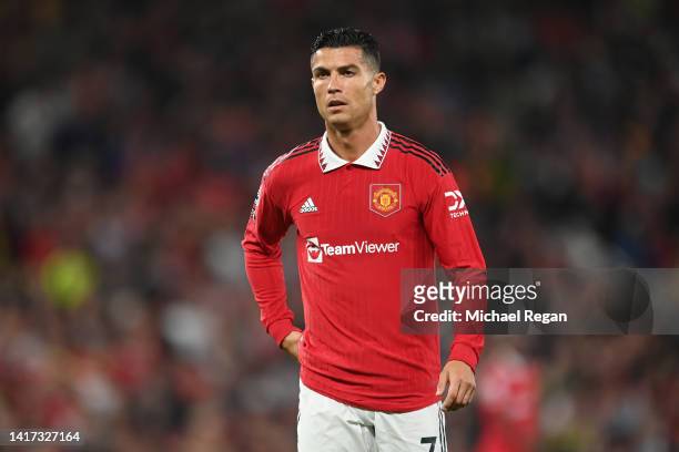 Cristiano Ronaldo of Manchester United looks on during the Premier League match between Manchester United and Liverpool FC at Old Trafford on August...