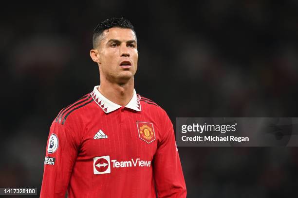 Cristiano Ronaldo of Manchester United looks on during the Premier League match between Manchester United and Liverpool FC at Old Trafford on August...