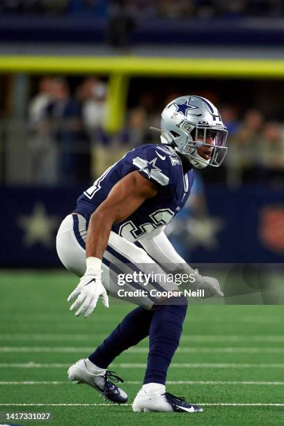 Byron Jones of the Dallas Cowboys defends during an NFL football game against the Minnesota Vikings, Sunday, Nov. 10 in Arlington, Texas.