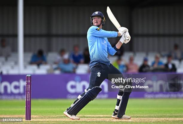Tom Taylor of Northamptonshire in action batting during the Royal London One Day Cup match between Northamptonshire Steelbacks and Derbyshire at The...