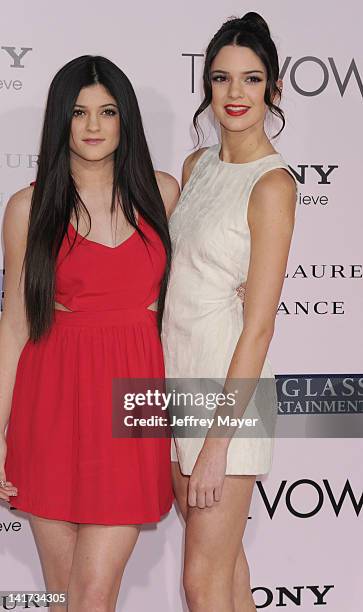 Kylie Jenner and Kendall Jenner rrive at "The Vow" Los Angeles Premiere at Grauman's Chinese Theatre on February 6, 2012 in Hollywood, California.