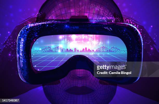 metaverse virtual world - virtual reality stock illustrations