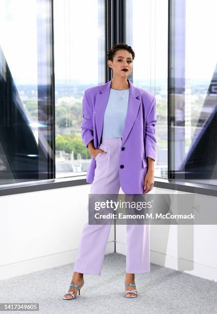 Nathalie Emmanuel poses during a photocall for her new film "The Invitation" on August 23, 2022 in London, England. The film is released exclusively...
