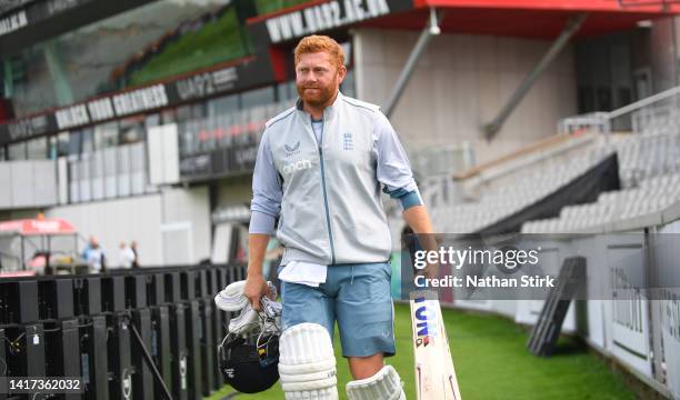 Jonny Bairstow of England during England net session at Old Trafford on August 23, 2022 in Manchester, England.