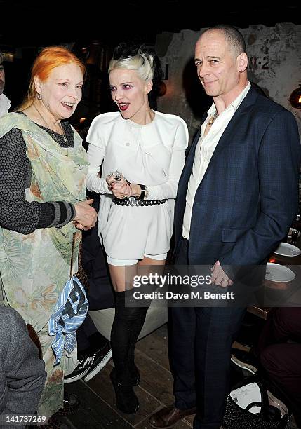 Dame Vivienne Westwood, Dapne Guinness and Dinos Chapman attend a private dinner celebrating the Spring/Summer issue of Another Man magazine and the...
