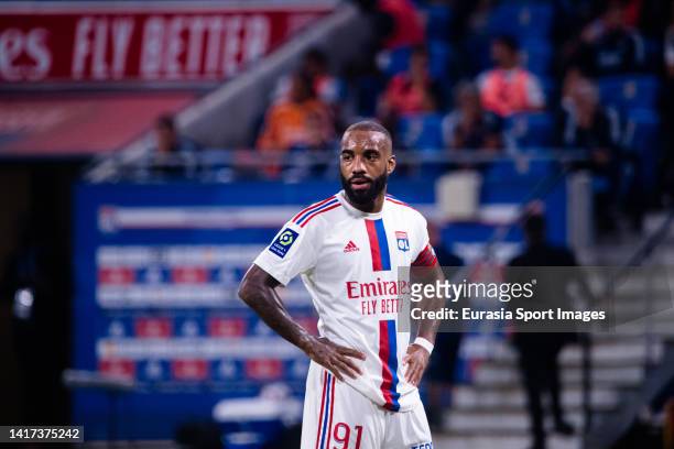 Alexandre Lacazette of Lyon during the Ligue 1 Uber Eats match between Olympique Lyonnais and ESTAC Troyes at Groupama Stadium on August 19, 2022 in...