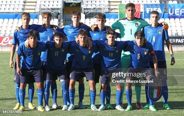 Italy team line up before the International Friendly Match between Italy U16 v England U16 at Stadio Silvio Piola on August 23, 2022 in Vercelli,...