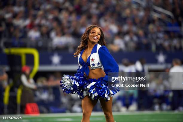 The Dallas Cowboys Cheerleaders perform during an NFL football game against the Buffalo Bills in Arlington, Texas, Thursday, Nov. 28, 2019.