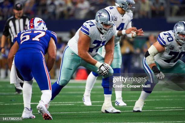 Lael Collins of the Dallas Cowboys lines up during an NFL football game against the Buffalo Bills in Arlington, Texas, Thursday, Nov. 28, 2019.