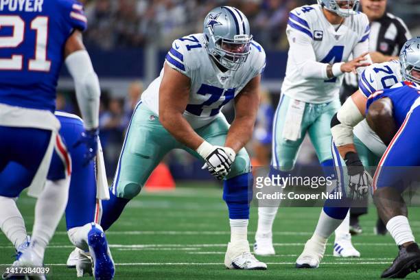 Lael Collins of the Dallas Cowboys lines up during an NFL football game against the Buffalo Bills in Arlington, Texas, Thursday, Nov. 28, 2019.