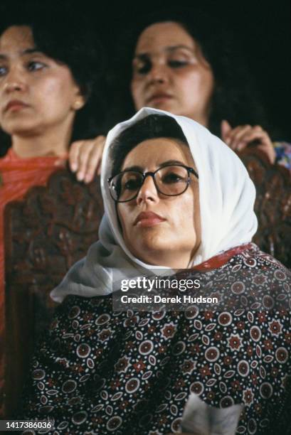 View of Pakistani Prime Minister Benazir Bhutto as she campaigns during the Pakistani General Election, Karachi, Pakistan, October 11, 1990.