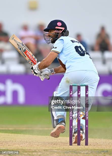 Shan Masood of Derbyshire in action batting on his way to a half century during the Royal London One Day Cup match between Northamptonshire...