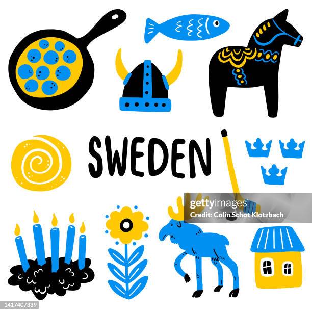 sweden doodle shape icons - sweden stock illustrations