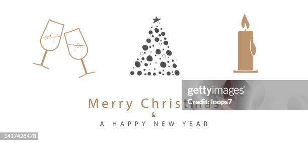 christmas vector illustration greeting card - wine glass white background stock illustrations