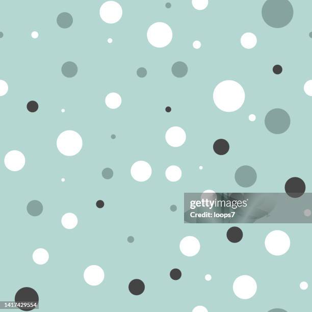 various size spots and dots on green background - pixel perfect seamless pattern - abstract dot pattern stock illustrations