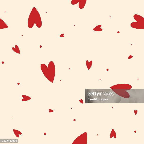 hand drawn hearts on beige background - pixel perfect seamless pattern - february stock illustrations stock illustrations