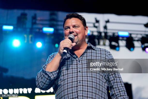 Storme Warren speaks onstage the 2022 Academy Of Country Music Party For A Cause at Ascend Amphitheater on August 23, 2022 in Nashville, Tennessee.