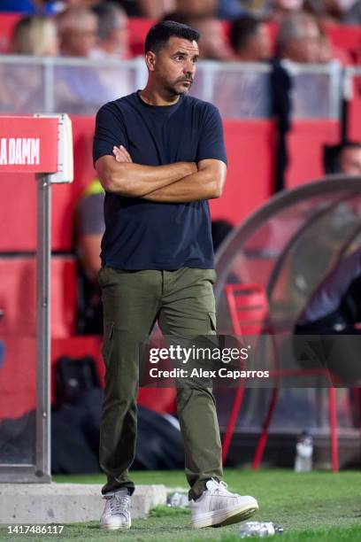 Head Coach Miguel Angel Sanchez 'Michel' of Girona FC looks on during the LaLiga Santander match between Girona FC and Getafe CF at Montilivi Stadium...