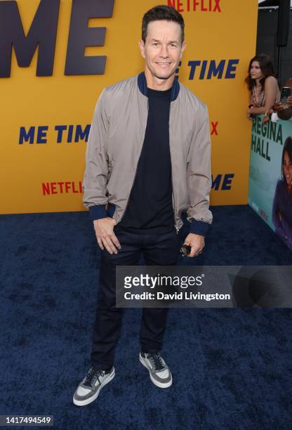 Mark Wahlberg attends the Los Angeles premiere of Netflix's "Me Time" at Regency Village Theatre on August 23, 2022 in Los Angeles, California.